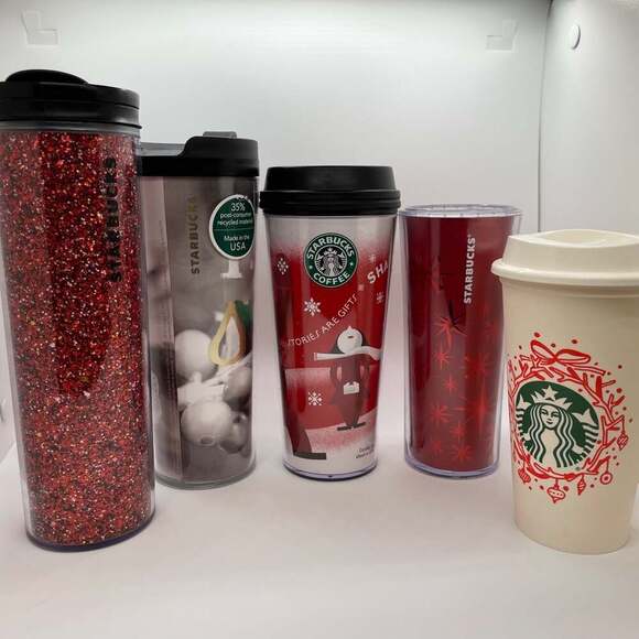 Collection of 5 Starbucks Christmas‎ Cups - Picture 1 of 9